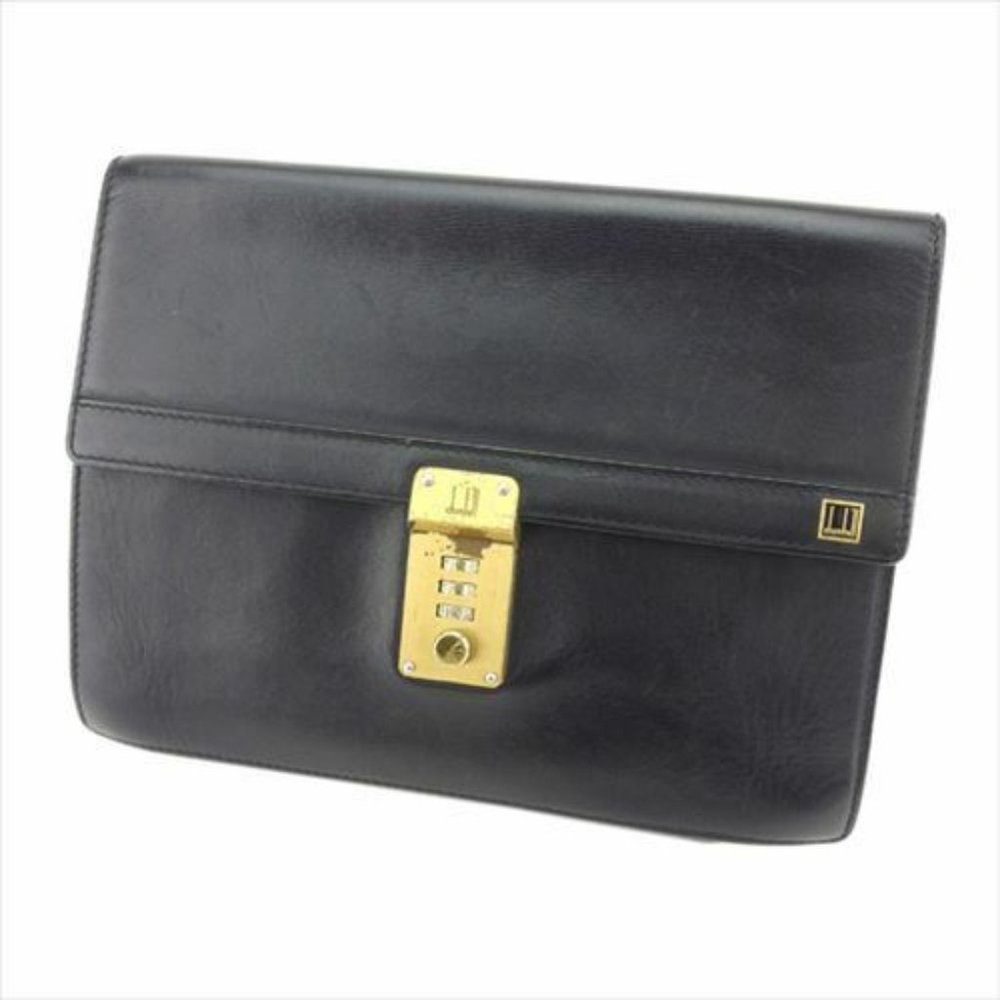 Dunhill Clutch bag Black Gold leather Mens T8080